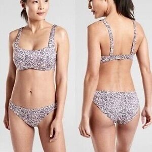 2 Pc Set Athleta Aqualuxe Batik Bra Sized Bikini Top and bottom